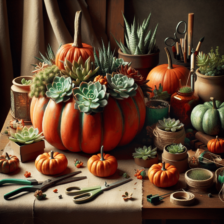 DIY Succulent Pumpkin Centerpiece for Thanksgiving.